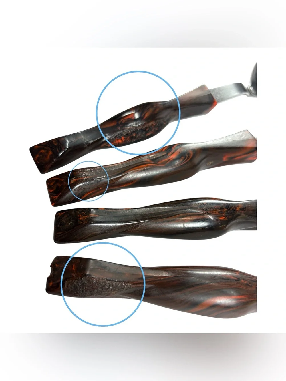 CUTCO 4 Pc Utensil Set Classic Swirl Brown Vintage Spatula Slotted Spoon Ladel